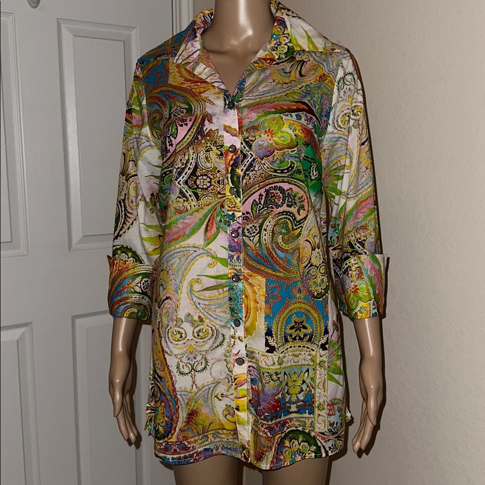 Mishca Vibrant Paisley Women's Blazer/Tunic Size Medium. - Picture 4 of 16
